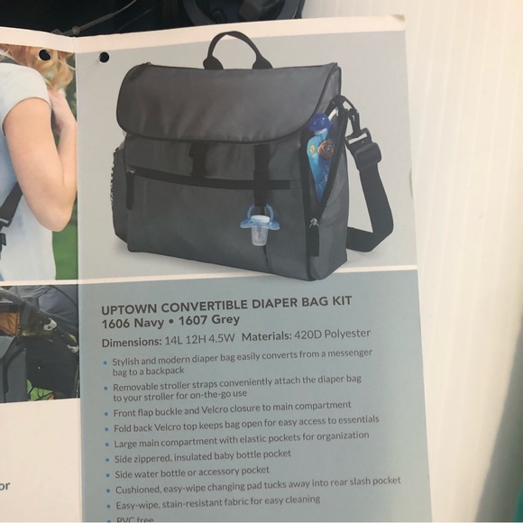 Gemline Uptown Navy Blue Convertible Diaper Bag - Picture 13 of 16